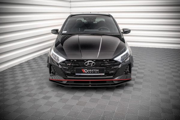 Street Pro Cup Spoilerlippe Front Ansatz für Hyundai I20 N Mk3 Schwarz Matt mit Rot