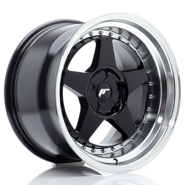 JR Wheels JR6 17x10 ET0-20 5H BLANK Gloss Black w/Machined Lip